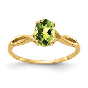 14k Yellow Gold Peridot August Birthstone Ladies Ring (Size 6)